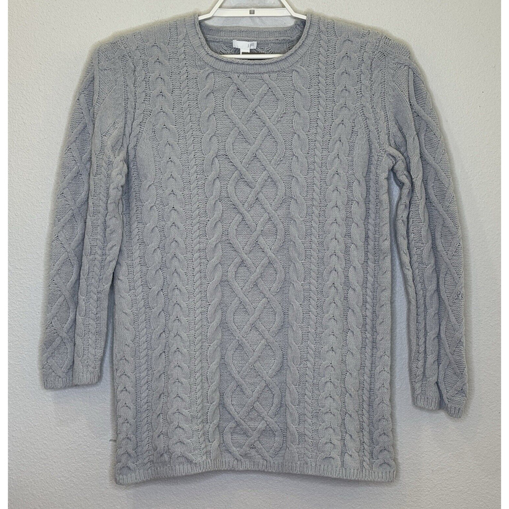J.Jill Cable Knit Chenille Tunic Sweater Women's Size Small Gray Long Sleeve NEW